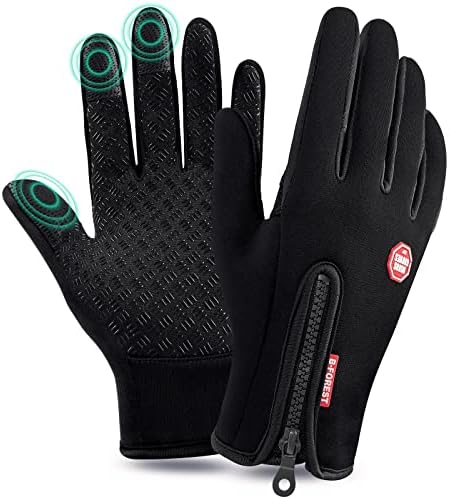 Zenoplige Cycling Gloves, Touchscreen Gloves Windproof Waterproof Zipper Thermal Gloves Non-slip Winter Gloves For Men Women Cycle Skiing Hiking Climbing Camping Driving Gardening