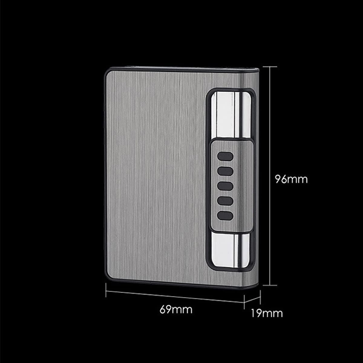 PORFOYO Portasigarette Con Accendino Tempesta Antivento - 2 Pezzi, Ricarica USB Type-C, Contiene 20 Sigarette - 3