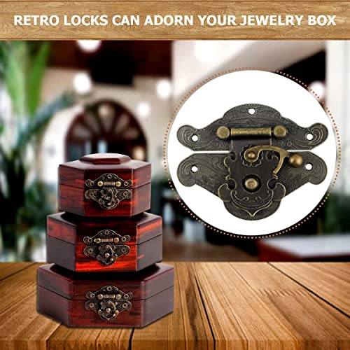 Image of Retro Vintage Latch Hasp Pad Chest Lock Plate for Furniture Wooden Box Jewelry Case Cabinet, with Screws (W 65 x H 53 mm / 6.5 x 5.3 CM, 2)