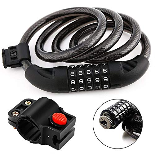 FAGORY Candado Bicicleta Cerradura para Bicicletas con 5 dígitos combinacion antirrobo Alta Seguridad, para Bicicleta/Bicicleta de montaña/Motocicleta, 120cm X1200mm