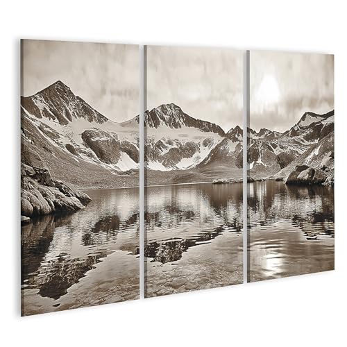 Tableau sur toile lac de montagne islandburner triptyque 3 pièces nature