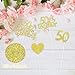 12Pcs 50th Anniversary Centerpiece Sticks Double Sided Gold Glitter Heart 50 Golden Wedding Anniversary Table Flower Centerpieces Cheers to 50 Year Blessed & Loved Party 50th Anniversary Decorations