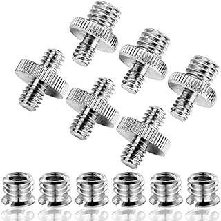 CKANDAY 12 Pcs Camera Screw Adapter Converter for Tripod Monopod Ball Head, 1/4" Male to 1/4" Male, 1/4" Male to 3/8" Male, 1/4" Female to 3/8" Male Threaded Screws - Silver