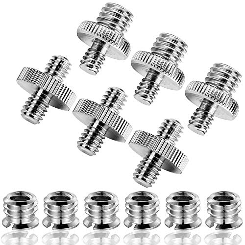 CKANDAY Set di 12 adattatori per fotocamera, viti filettate da 1/4 a 3/8 per treppiede, monopiede e testa a sfera, argento