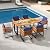 Tangkula 7 Piece Patio Dining Set, Acacia Wood Dining Chair & Table Set, 69” Spacious Tabletop with Umbrella Hole, Heavy-Duty Metal Support, Dining Set for Backyard, Poolside