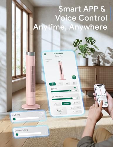 Image of ZAFRO Smart Tower Fan for Bedroom,120 Oscillating Fans that Blow Cold Air