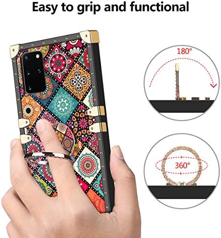 Coolden for Samsung S20 Plus Case with Ring Kickstand Shockproof Square Case for Girls Metal Decoration Corner Back Soft Protective Case Phone Case Cover for Samsung Galaxy S20 Plus (Sun Flower)