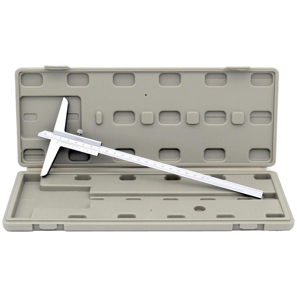 Jauge de profondeur à vernier - Capacité 200 mm - Acier chromé mat