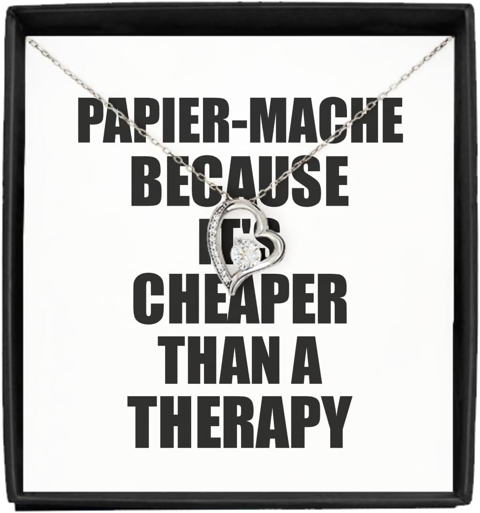 Papier-mache Necklace Pendant Cheaper Than A Therapy Funny Gift For Papier-mache Lover Addict Jewelry With Chain And Message Card Box