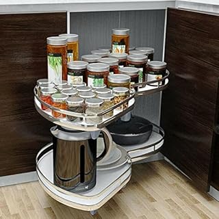 WSIKGHU Kitchen Cabinets Rotating Corner Shelf Pull Kitchen Cabinet Cabinet Corner Pull Out Shelves 495×865×420mm Carousel Storage Rack for 900mm or 1000mm Corner Base Cabinets (right hand version)