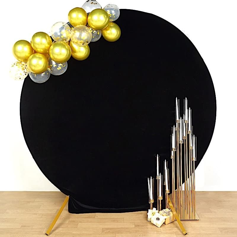 Miniatura 8 de BalsaCircle - Telón de fondo redondo de terciopelo suave negro de 7.5 pies, para boda, fiesta de cumpleaños, eventos, decoración de cabina de fotos
