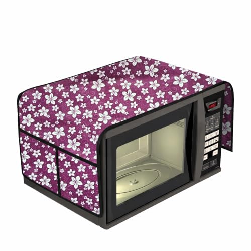 Image of Microwave Oven Top Cover 35x100 cm | Wipe Clean Fabric | 4 Utility Pockets (Floral-19)