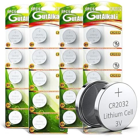 GutAlkaLi 20 Pack CR2032 Batteries - CR2032 3V Battery - CR 2032, 3 Volt Coin Battery Cover