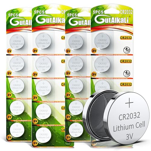 GutAlkaLi 20 Pack CR2032 Batteries - CR2032 3V Battery - CR 2032, 3 Volt Coin Battery