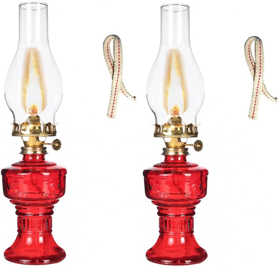 Oil Lamps for Indoors uk,13 Inch Hurricane Lamps with 2/4 Wicks for Indoor Use,Kerosene Lamp