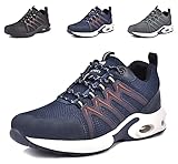 SUADEX Arbeitsschuhe Herren Damen Leicht Sportlich Sicherheitsschuhe rutschfest Arbeitsschutzschuhe Stahlkappenschuhe Atmungsaktiv mit Stahlkappe, Blau 45 EU