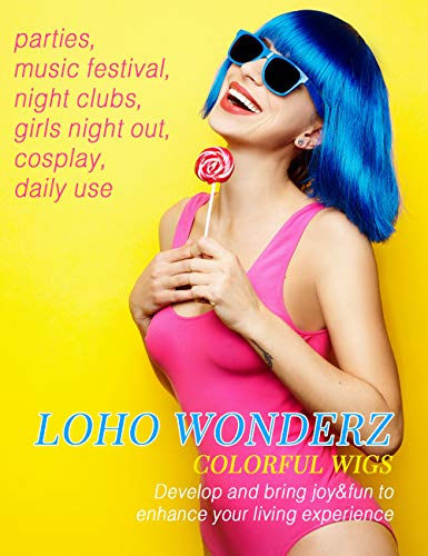 Loho Wonderz 9 Pieces Short Bob Hair Wigs Candy Colored Costume Cosplay Wigs Daily Party Hairpiece For Women Girls - Bachelorette Party Decorations, Favors, Supplies #TOP1