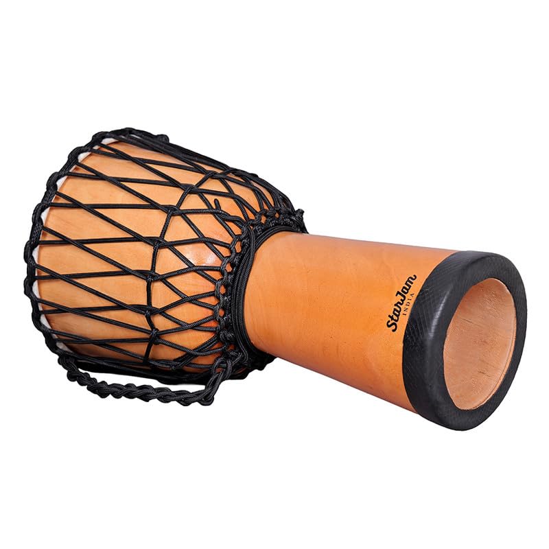 Image of StarJam- Djembe 8 Inches Diameter X 16 Inches Height Mahogany Wood Djembe Drum with BAG - Pure Natural (8 x 16 Inches)