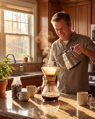 Image of AGOGO Pour Over Coffee Maker Set, 28oz Slim Style, 50 Paper Filters | Barista kit for home kitchen, Cafe, Camping & Office; 20oz-40oz Classic, Slim, Diamond styles; Includes brush & towel.