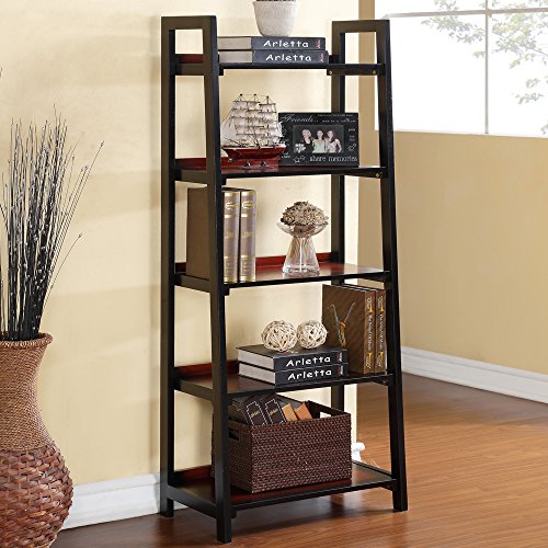 Linon Camden Five Shelf Bookcase, 22.83"W X 13.5"D X 59.84"H, Black Cherry #TOP1