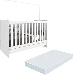 Berço 4 em 1 com Colchão Incluso Multimóveis Evolution vira Escrivaninha Fg3024 Branco