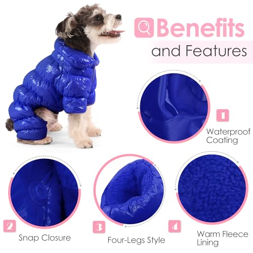Aofitee 1207-AF-9580-BLUE-M Dog Coat, Waterproof Dog Jacket For Winter, Fullbody Dog Coats Snowsuit, Windproof Puppy Down Jacket Puffer Coat, Fleece Winter Vest For Dogs, Cold Weather Dog Coats thumb #2