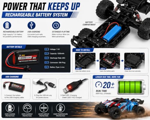 Image of RC Car, 1 /18 Scale 4WD Off Road Monster Truck | 35Km /H High Speed, Brushless Motor, Remote Control Big Foot, Electric Vehicle, For Adult Kids