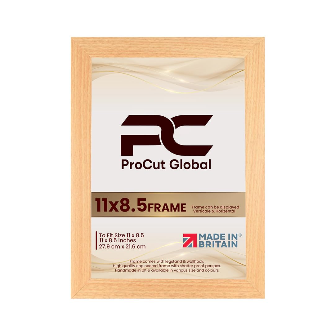 Procut Global 11X8.5 Country Pine Picture Frames - Modern Wooden Photo Frame with Shatterproof Perspex for Wall or Tabletop - Perfect for Posters, Certificates, Prints - Sizes & Colors Available
