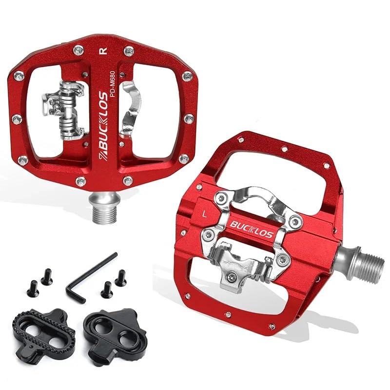 Pedali Mtb Pedali MTB Pedale for bicicletta a doppia funzione Piattaforma piatta Bloccato Fit for mountain bike antiscivolo con tacchetta
