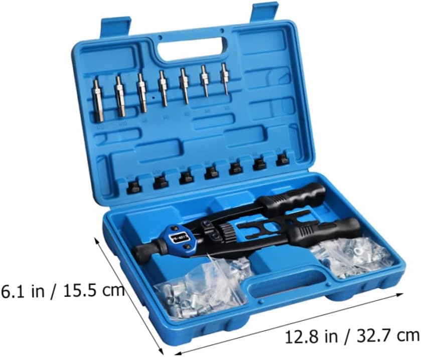 Alipis 140pcs Manual Riveter Setter Kit M3-m Size Threaded Nut Nail Setter with Plastic Carrying Case for Automotive Repair and Workshop Use