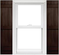 Vista 12 de Polaris Homeside 4 Board and Batten Joined Vinyl Shutters - 1 par de persianas de vinilo de 14-1/2 pulgadas x 35 pulgadas - 930 Blanco