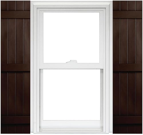 Miniatura 11 de Polaris Homeside 4 Board and Batten Joined Vinyl Shutters - 1 par de persianas de vinilo de 14-1/2 pulgadas x 51 pulgadas - 022 Chocolate