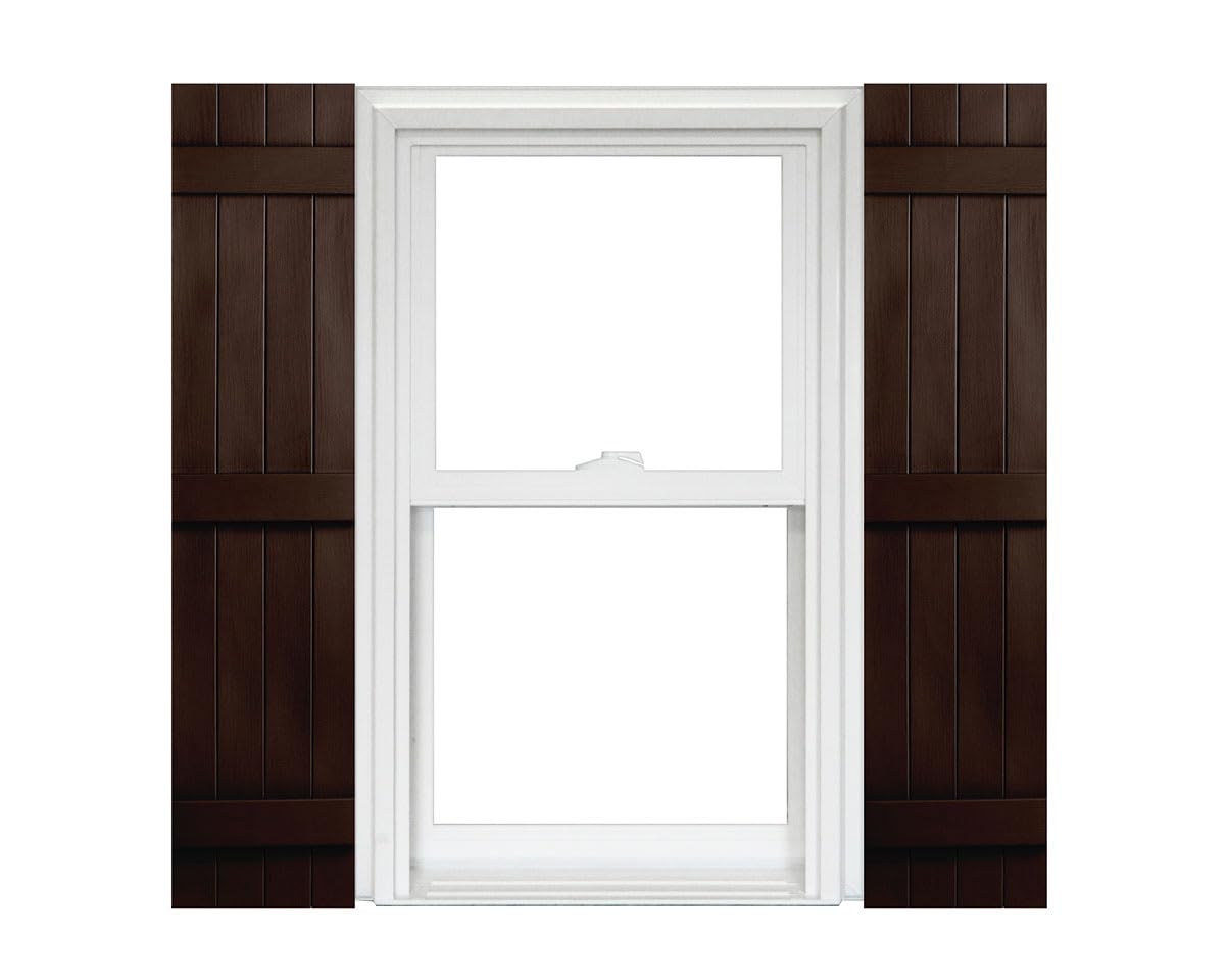 Homeside 4 Board and Batten Joined Shutters (1 Pair) -14-1/2 Inch x 43 Inch - 035 Brown