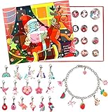 Lorfancy 24 Days Christmas Advent Calendar 2019 Christmas Countdown Calendar 24 Charms with Bracelet Necklace Set Fashion Jewelry for Kids