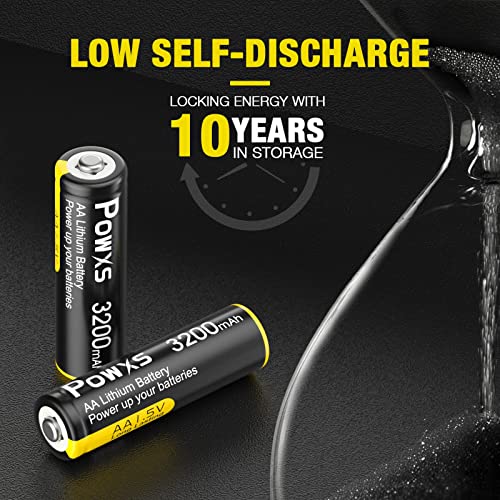 Image of POWXS 3200mAh 1.5V AA Lithium Batteries 16 Pack