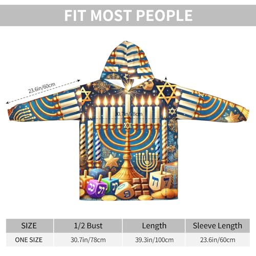 Couverture à capuche Hanoukka cadeau idéal Menorah dorée pour proche - 7