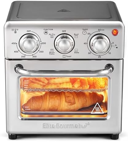 Elite Gourmet EAF0852SS 8.5Qt. Capacity Air Fryer Oven, Air Fry, Broil, Toast, Bake & Broil with Convection, Time and Temperature Controls, 800-Watts, Includes 25 Delicious Recipes, Stainless Steel Elite Gourmet EAF0852SS 8.5Qt. Capacity Air Fryer Oven, Air Fry, Broil, Toast, Bake & Broil with Convection, Time and Temperature Controls, 800-Watts, Includes 25 Delicious Recipes, Stainless Steel