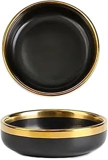 Sauci&egrave;Re Lot de 2 petits plats ronds en marbre cr&eacute;atif (8 x,5 cm) for sauce soja, assaisonnement, ustensiles cuisine et snacks(Black)
