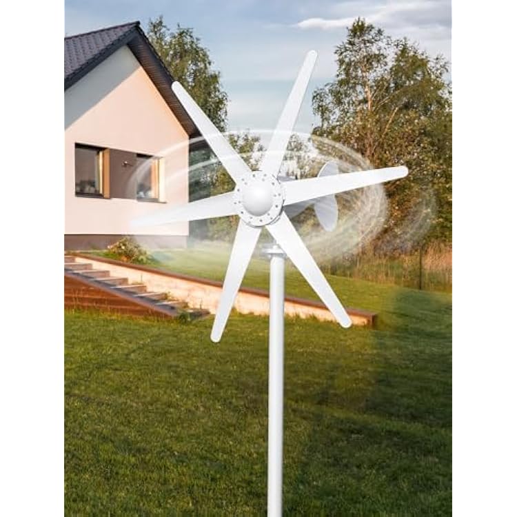 Wind Turbine Generator Kit, 800W 6 Blade Wind Generators for Home, 12V/24V Power Kit with Controller, Windmill Generator for Solar&Wind System White