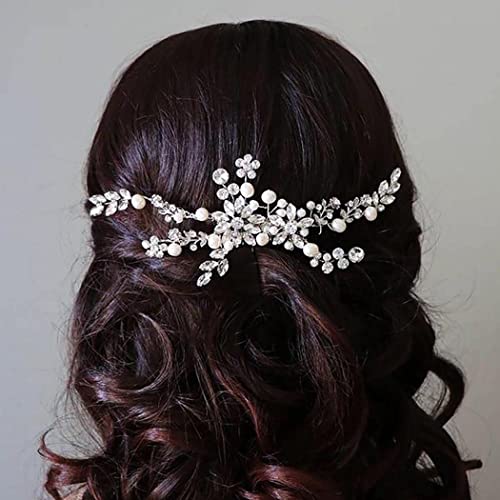 JONKY Bride Crystal Hair Comb Silver Rhinestone Headpieces Wedding Hair Accessories for Women