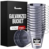 Houseables Galvanized Bucket, Small Metal Bucket, Metal Pail, Small Pail, Mini Tin Container, with Handle, Tin Cans for Crafts, Party Favor, Candy, Flower, Decorative, Silver, Little, 5 Inch, 12 Pack