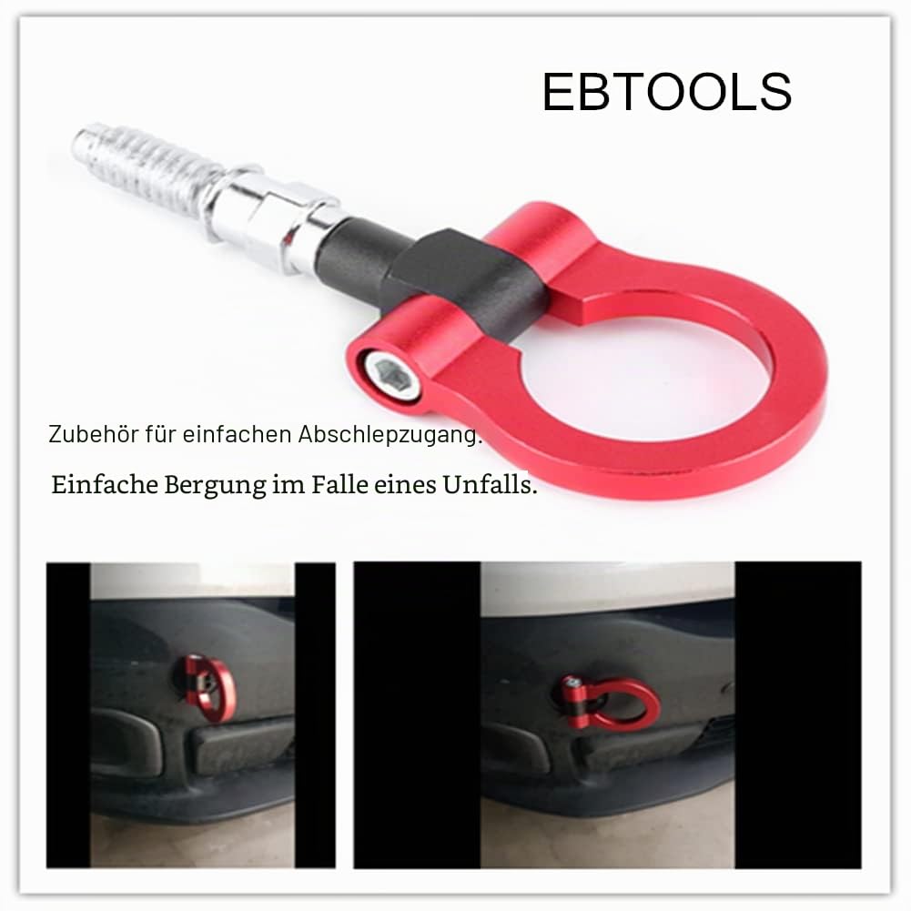 Abschleppöse-Universal Auto Selbstanhänger Front Zughaken-Trailer Ring Front Schleppseil Haken Schleuderring(Red)