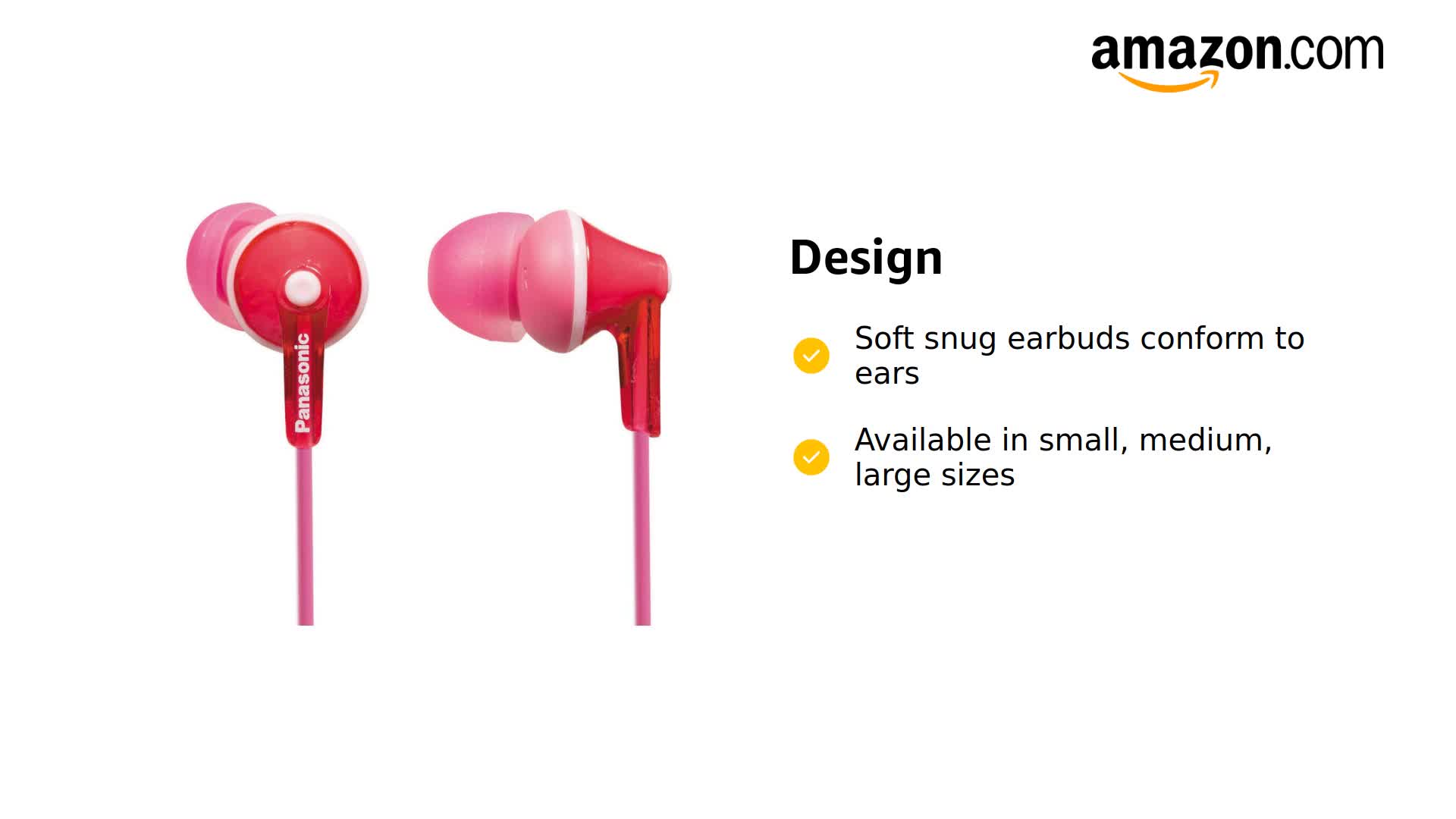Amazon.com: Panasonic Wired Earphones - Wired, Pink (RP-HJE125-P