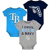 MLB Newborn Infants Big Time Fan 3 Piece Bodysuit Creeper Set (24 Months, Tampa Bay Rays)