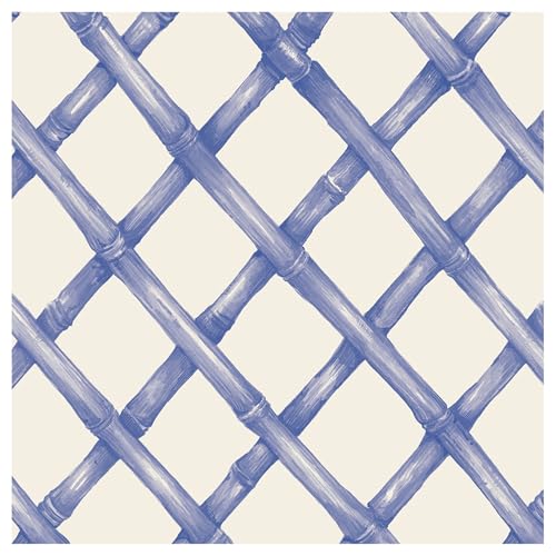 Disposable Dinner Paper Cocktail Napkins - Decorative Beverage Napkins for Parties, Weddings, Graduation - 5 inches by 5 inches Pack of 20 (Lattice Blue)
