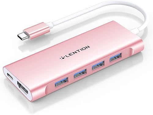 LENTION Hub multipuerto USB-C con salida HDMI 4K, 4 USB 3.0, carga tipo C compatible con MacBook Pro 2023-2016, nuevo Mac Air & Surface, Chromebook,