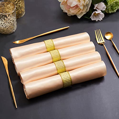 Horbaunal Satin-Servietten, weiche quadratische Servietten, seidige Stoffservietten zur Tischdekoration für Hochzeiten, Bankette, Feste… – Ansicht 3
