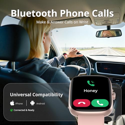 Image of Smart Watch for Women, 1.83 inch HD Touchscreen Fitness Tracker, Bluetooth Calling, 110+ Sports Modes, Heart Rate SpO2 Sleep Monitor, DIY Dial, IP67 Waterproof, Compatible with Android & iOS