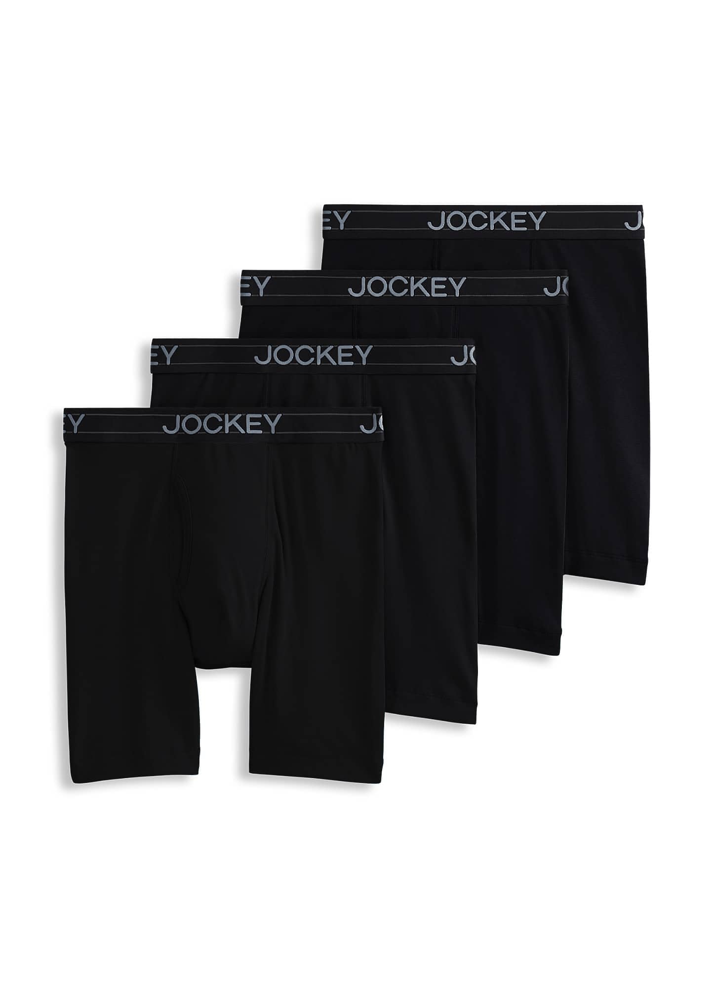 'Jockey Men's Underwear Lightweight Cotton Blend 7'' Long Leg Boxer Brief - 4 Pack'