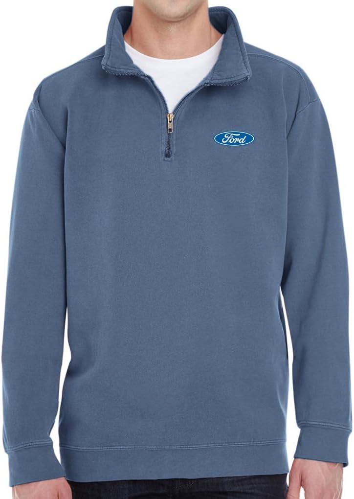 Men's Ford Oval Logo Emblem Quarter-Zip Soft-Washed Sweatshirt